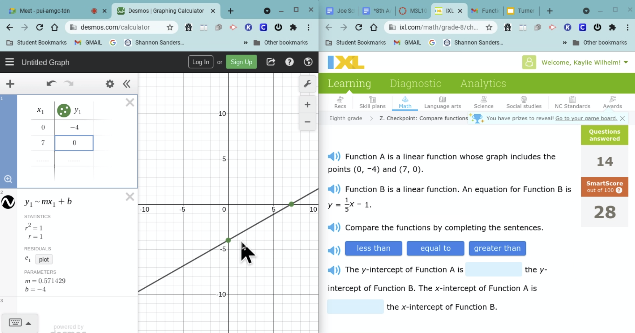 A screenshot of a session with a gifted first grade student.