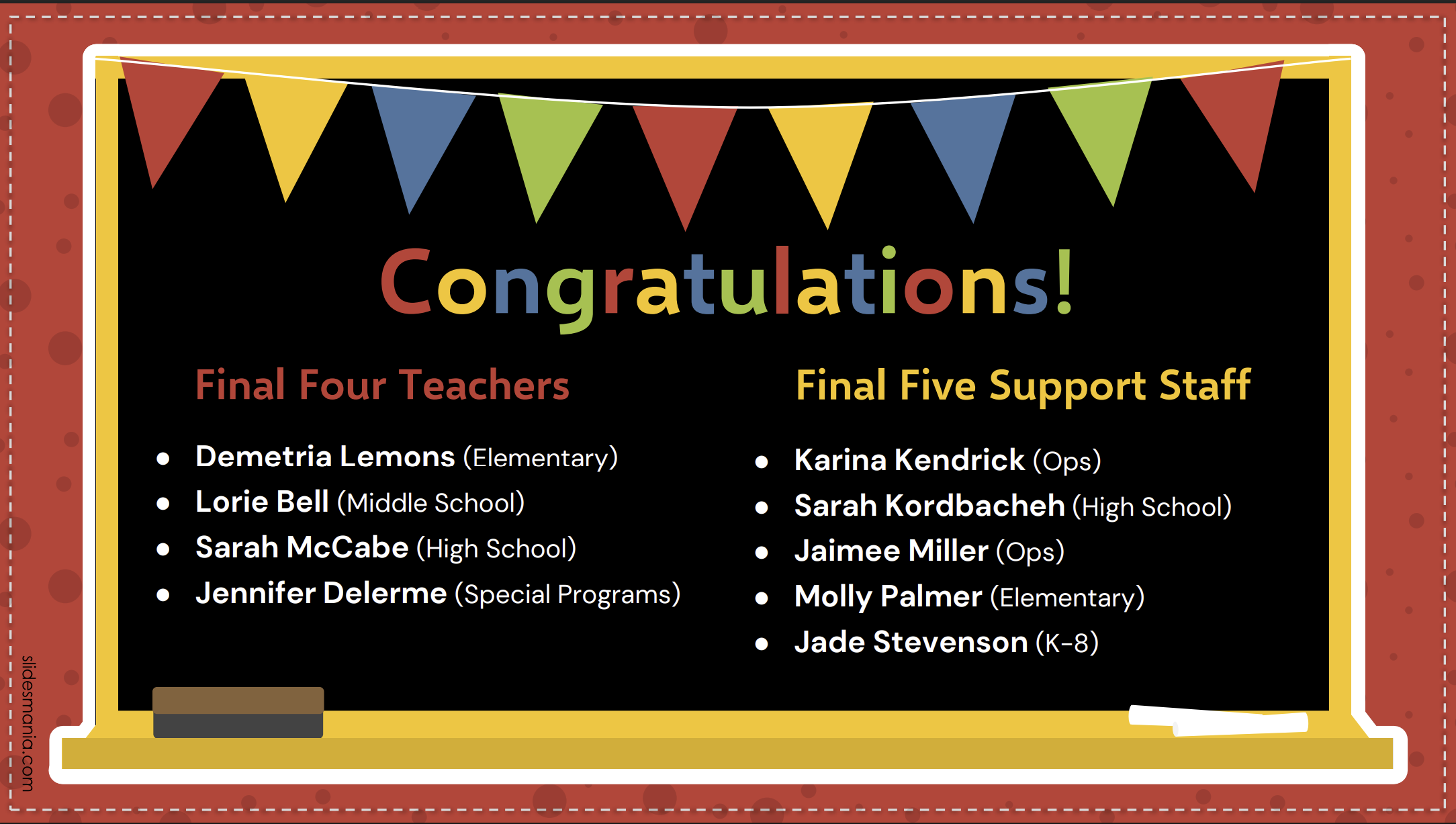 Congratulations Lorie Bell Middle School Teacher of the Year